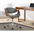 Seatsolutions Geneva Mid-Century Office Chair in Chrome with Gray Faux Leather Walnut Veneer Arms SE727036